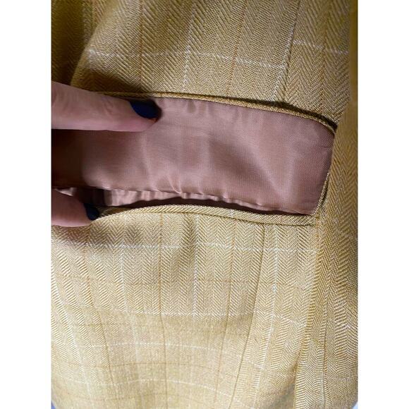 Lauren Ralph Lauren Men's Silk Blazer Sport Jacket Tan Beige Check Classic 42R - Picture 4 of 10
